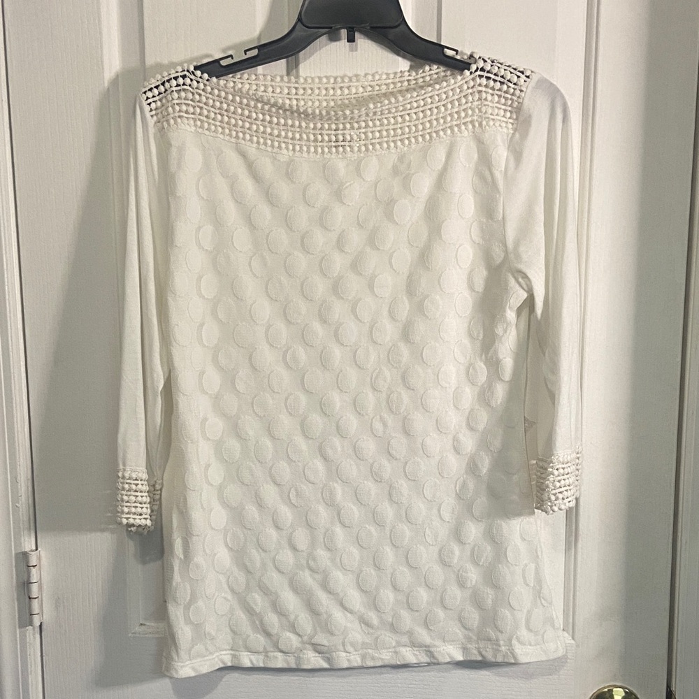 Shannon Ford Long-Sleeve Textured Knit Top with Crochet Trim
